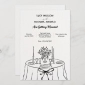 Minimalistische hand getrokken tafel bruiloft kaart (Voorkant / Achterkant)