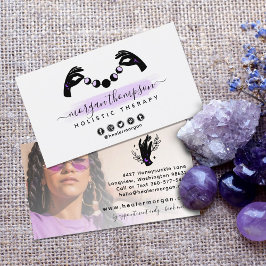 Minimalistische handen en maanfase Reiki Persoonli Visitekaartje