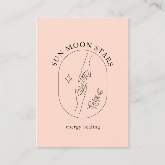 Minimalistische handen, ster, blad, lijnkunst, per visitekaartje (Voorkant)