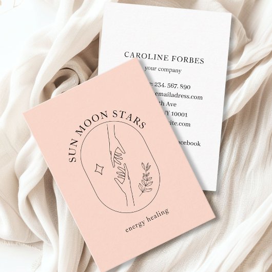 Minimalistische handen, ster, blad, lijnkunst, per visitekaartje
