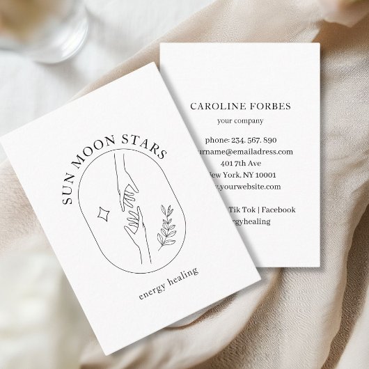 Minimalistische handen, ster, bladkunst visitekaartje