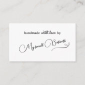 Minimalistische handgemaakt met liefde dank u informatiekaartje (Voorkant)