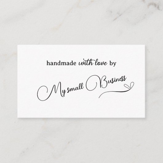 Minimalistische handgemaakt met liefde dank u informatiekaartje (Voorkant)