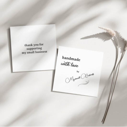 Minimalistische handgemaakt met liefde dank u informatiekaartje