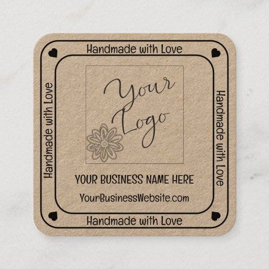 Minimalistische handgemaakt met Love Business QR C Vierkante Visitekaartje (Voorkant)