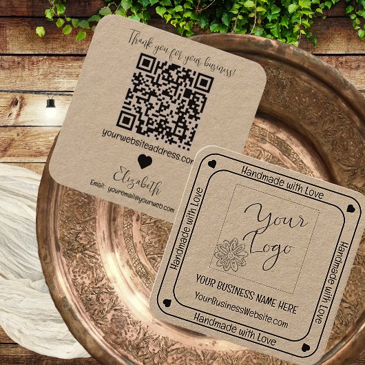 Minimalistische handgemaakt met Love Business QR C Vierkante Visitekaartje