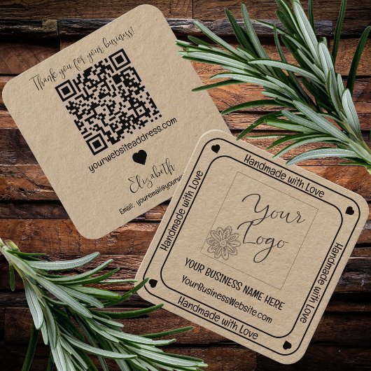Minimalistische handgemaakt met Love Business QR C Vierkante Visitekaartje