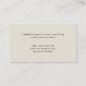 Minimalistische handgemaakte kaars visitekaartje (Achterkant)
