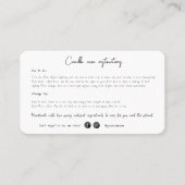 Minimalistische handgemaakte kaars zorg instructie contactkaartje (Voorkant)