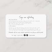 Minimalistische handgemaakte zeepverzorging instru contactkaartje (Voorkant)