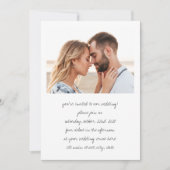 Minimalistische handgeschreven 2 foto bruiloft kaart (Voorkant)