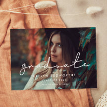 Minimalistische handgeschreven Afstuderen foto Aan