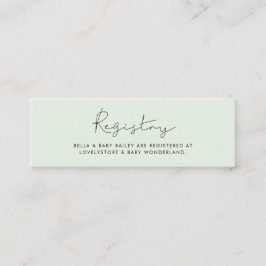 Minimalistische handgeschreven Baby shower registe Mini Visitekaartje