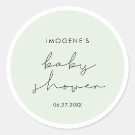 Minimalistische handgeschreven Baby showers envelo Ronde Sticker