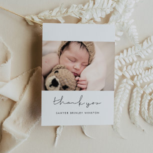 Minimalistische handgeschreven babyshower bedankje briefkaart