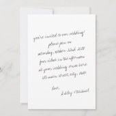 Minimalistische handgeschreven brief foto bruiloft kaart (Voorkant)