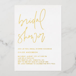 Minimalistische handgeschreven bruidsbaby shower u folie uitnodiging