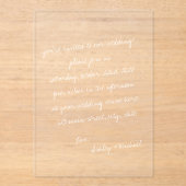 Minimalistische handgeschreven bruiloft acryl uitnodigingen (Voorkant)