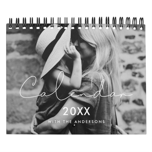 Minimalistische handgeschreven familiefoto 2026 kalender (Hoes)