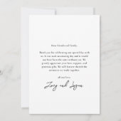 Minimalistische handgeschreven foto bruiloft bedankkaart (Achterkant)