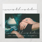 Minimalistische handgeschreven foto save the date  (Voorkant / Achterkant)