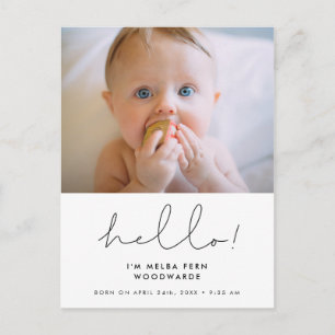 Minimalistische handgeschreven foto van 'Hello nie Briefkaart