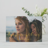 Minimalistische Handgeschreven Gelukkig Alles Foto Folie Feestdagenkaart (Staand Voorkant)