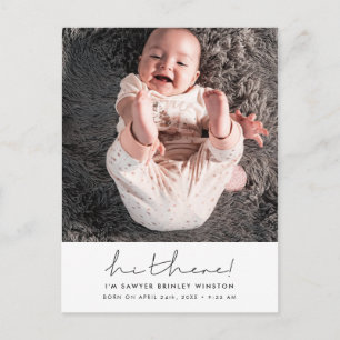 Minimalistische handgeschreven Hallo daar nieuwe b Briefkaart
