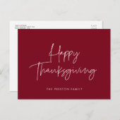 Minimalistische handgeschreven Happy Thanksgiving Briefkaart (Voorkant / Achterkant)