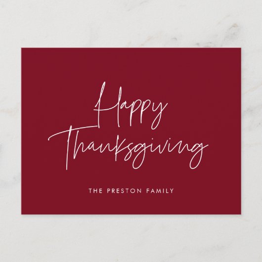 Minimalistische handgeschreven Happy Thanksgiving Briefkaart (Voorkant)