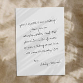 Minimalistische handgeschreven huwelijksbrief kaart