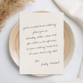 Minimalistische handgeschreven huwelijksbrief kaart