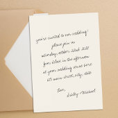 Minimalistische handgeschreven huwelijksbrief kaart