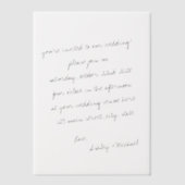 Minimalistische handgeschreven huwelijksbrief vellum uitnodigingen (Voorkant)