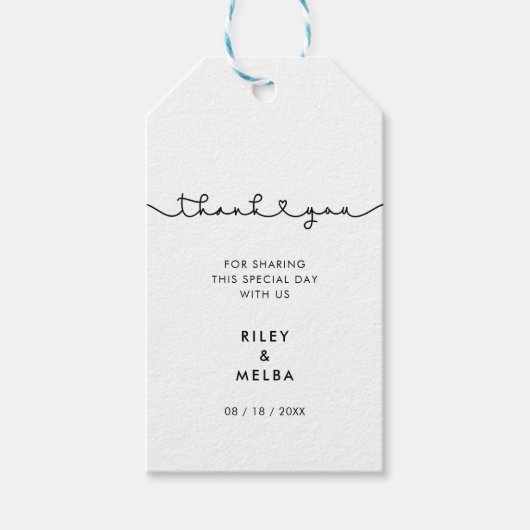 Minimalistische handgeschreven huwelijksgeschenk l cadeaulabel (Voorkant)