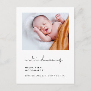 Minimalistische handgeschreven introductie nieuwe briefkaart