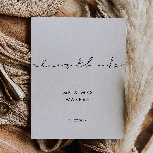 Minimalistische handgeschreven liefde & bedankt ka