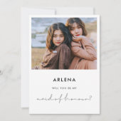 Minimalistische handgeschreven Maid of Honor fotok Kaart (Voorkant)