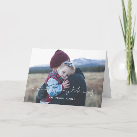 Minimalistische handgeschreven Merry Everything Fo Feestdagen Kaart (Voorkant)