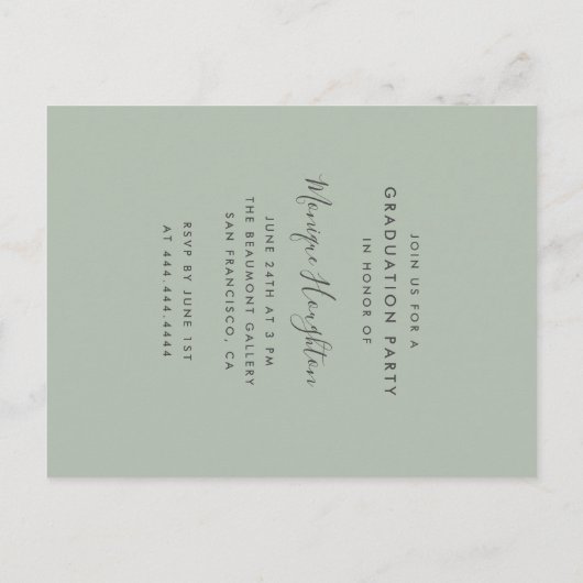 Minimalistische Handgeschreven Naam Foto Afstudeer Uitnodiging Briefkaart (Achterkant)