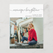 Minimalistische Handgeschreven Naam Foto Afstudeer Uitnodiging Briefkaart (Voorkant)