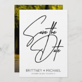 Minimalistische handgeschreven save the date (Voorkant / Achterkant)