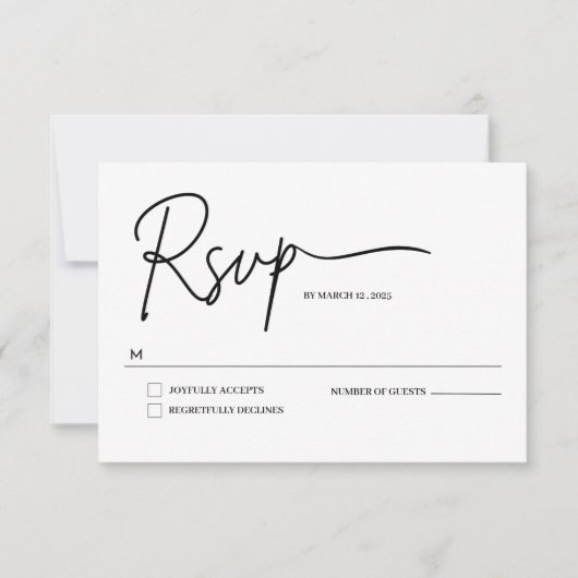 Minimalistische Handgeschreven script bruiloft RSV RSVP Kaartje (Voorkant)