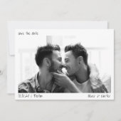 Minimalistische handgeschreven script grote foto m save the date (Voorkant)