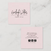 Minimalistische Handgeschreven Script Handtekening Vierkante Visitekaartje (Voorkant / Achterkant)