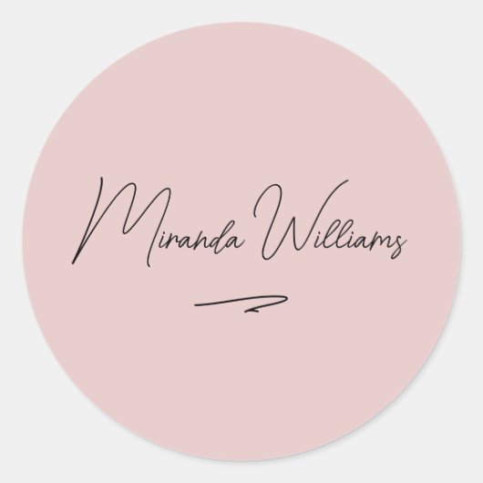 Minimalistische Handgeschreven Script Naam Blush P Ronde Sticker (Voorkant)