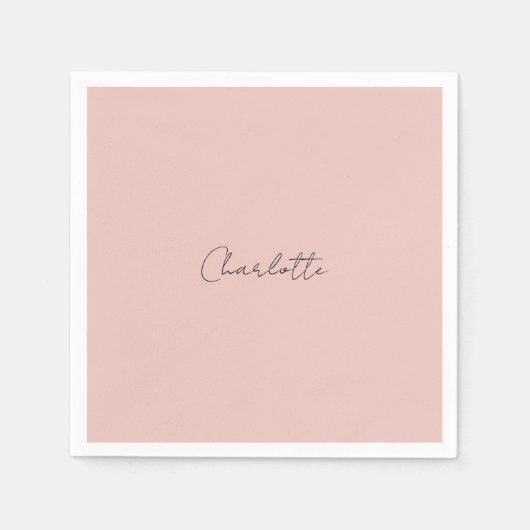 Minimalistische Handgeschreven Script Naam Roos Go Servet (Voorkant)