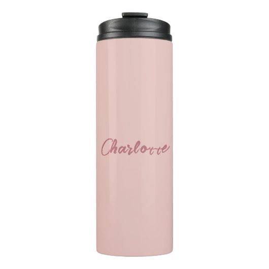 Minimalistische Handgeschreven Script Naam Roos Go Thermosbeker (Voorkant)