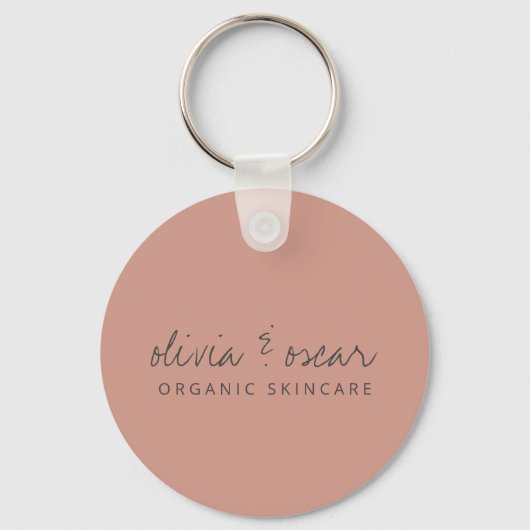 Minimalistische Handgeschreven Script Stof Roze Za Sleutelhanger (Voorkant)