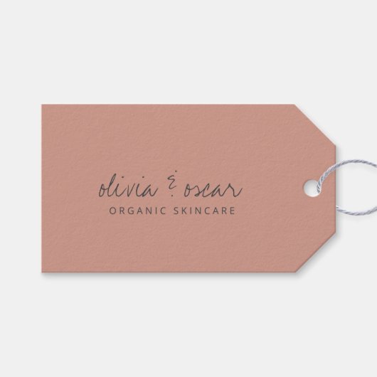 Minimalistische handgeschreven script stoffige roz cadeaulabel (Voorkant (Horizontaal))